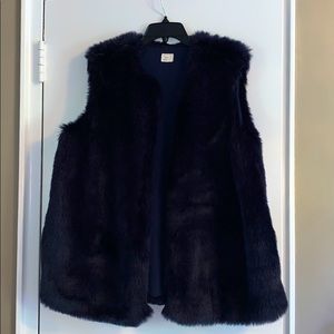 A New Day Navy Fur Vest Size Large